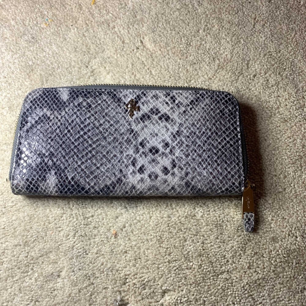 Cole Haan Snakeskin Pattern Wallet with Gold Accents